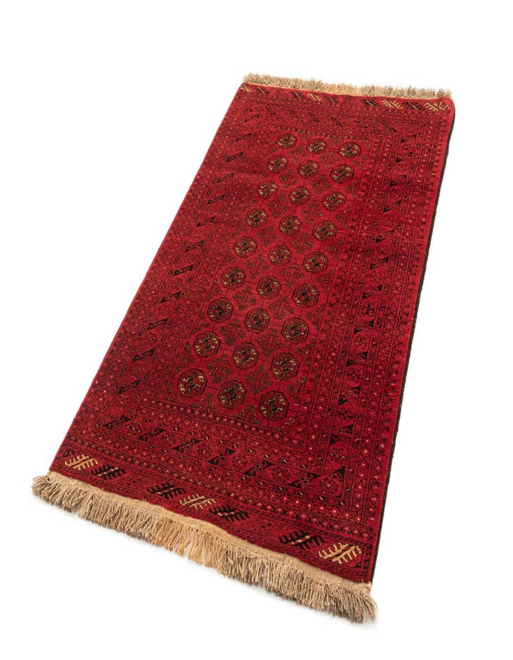 Detail image of 4' 1 x 6' 6  Hand Knotted Afghan Akhche Wool Rug