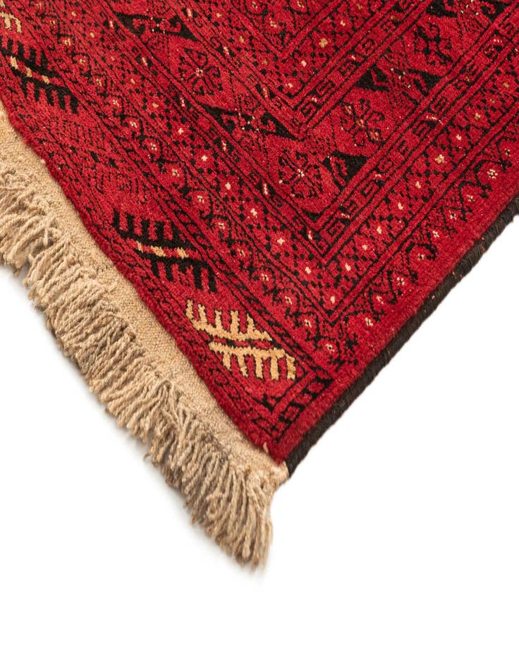 Detail image of 4' 1 x 6' 6  Hand Knotted Afghan Akhche Wool Rug