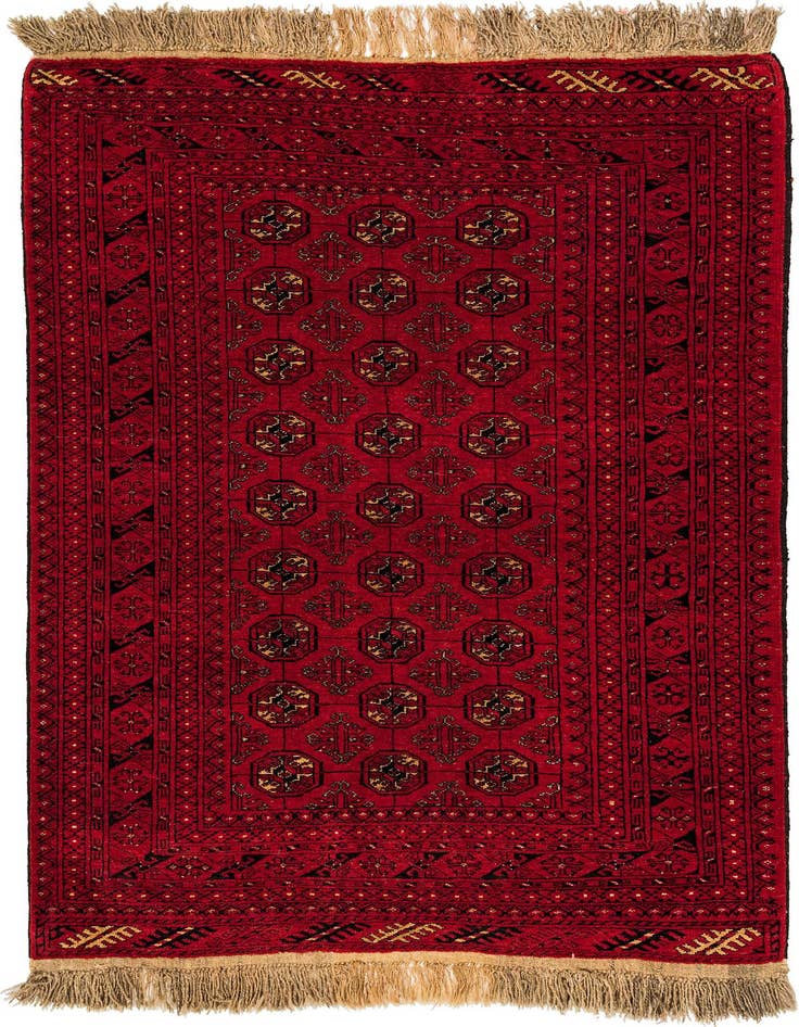 Detail image of 4' 1 x 6' 6 Hand Knotted Afghan Akhche Wool Rug