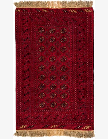 4' 1 x 6' 6 Hand Knotted Afghan Akhche Wool Rug
