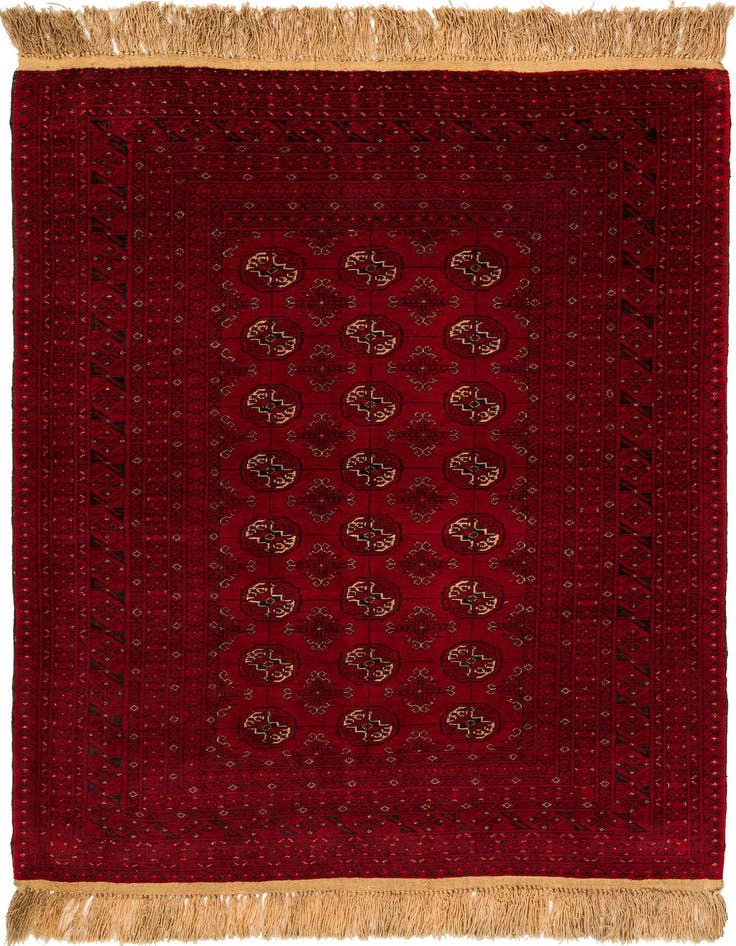 Detail image of 4' 3 x 6' 5 Hand Knotted Afghan Akhche Wool Rug