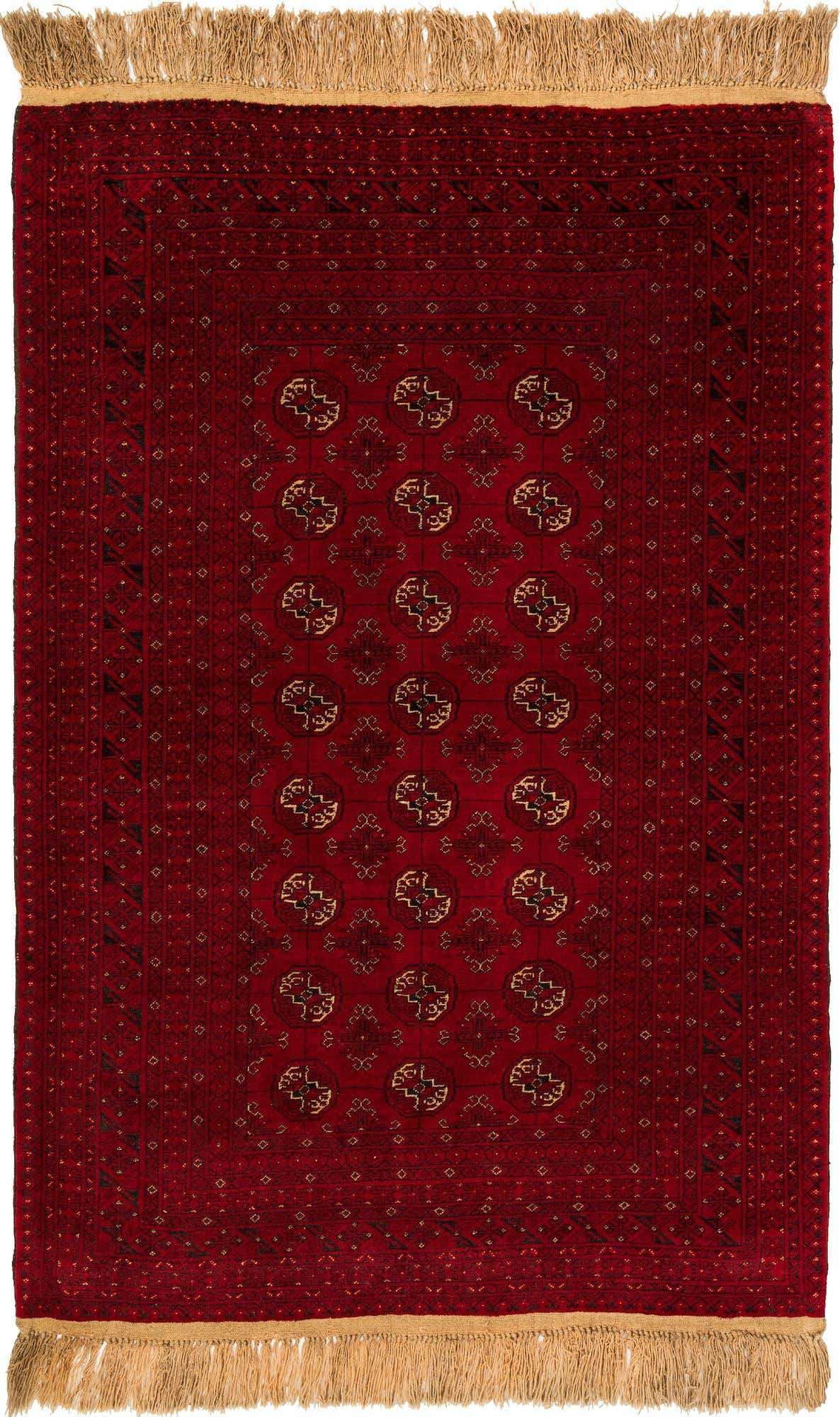 4' 3 x 6' 5 Hand Knotted Afghan Akhche Wool Rug