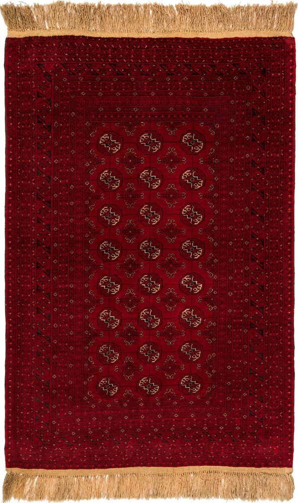 4' 3 x 6' 5 Hand Knotted Afghan Akhche Wool Rug