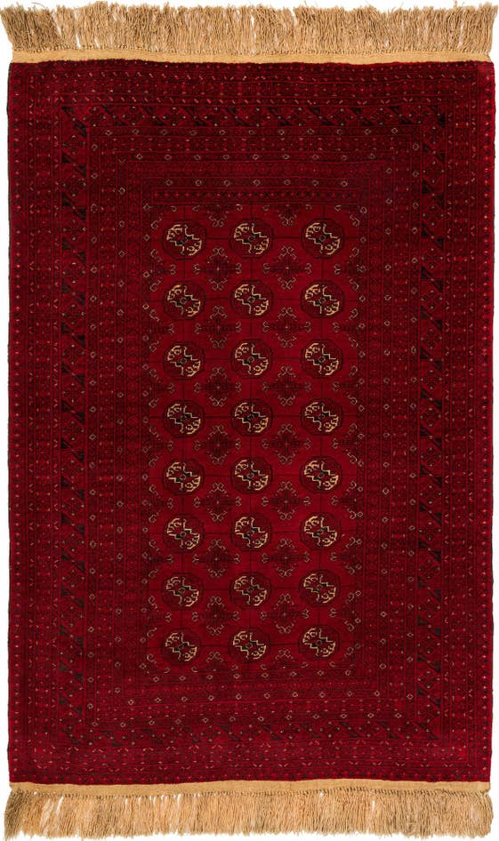 Detail image of 4' 3 x 6' 5 Hand Knotted Afghan Akhche Wool Rug