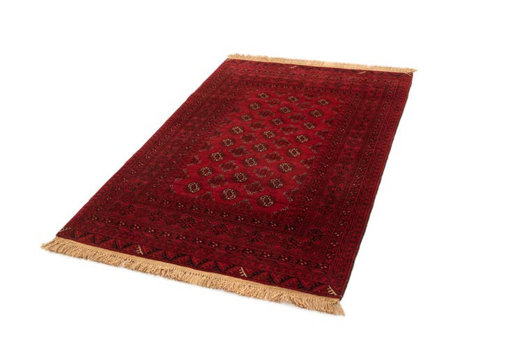 Detail image of 4' 2 x 6' 6 Hand Knotted Afghan Akhche Wool Rug