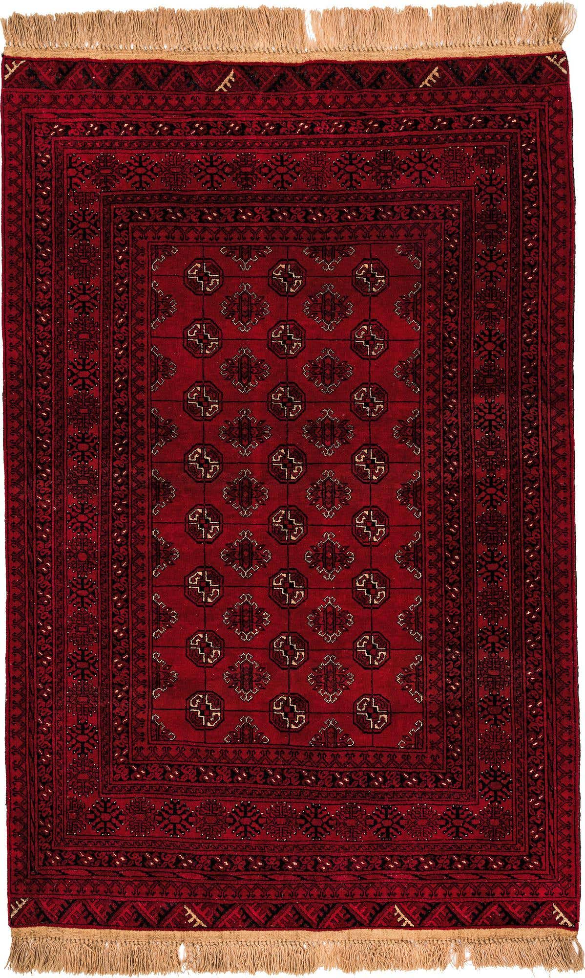 4' 2 x 6' 6 Hand Knotted Afghan Akhche Wool Rug