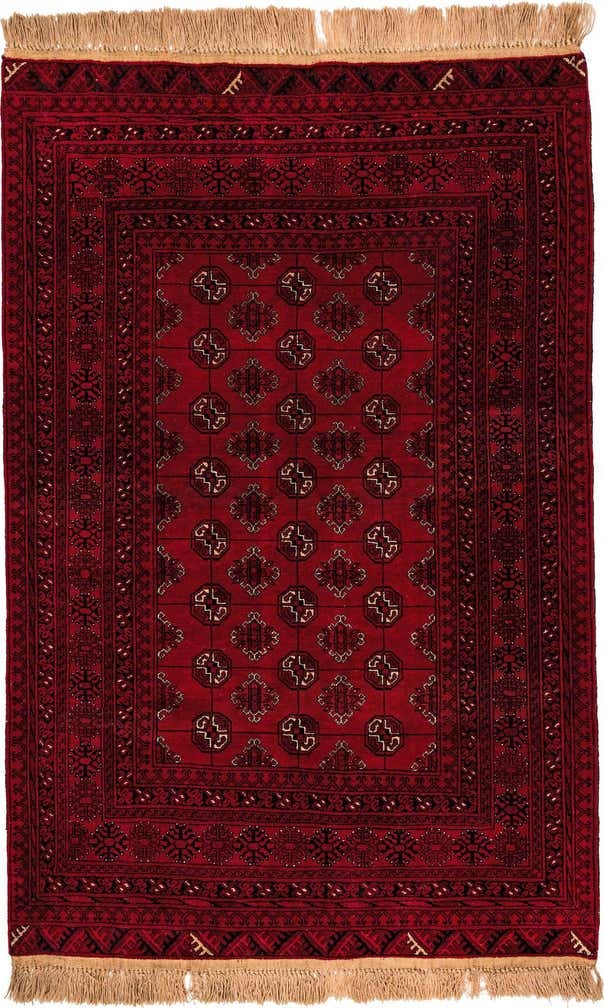 4' 2 x 6' 6 Hand Knotted Afghan Akhche Wool Rug