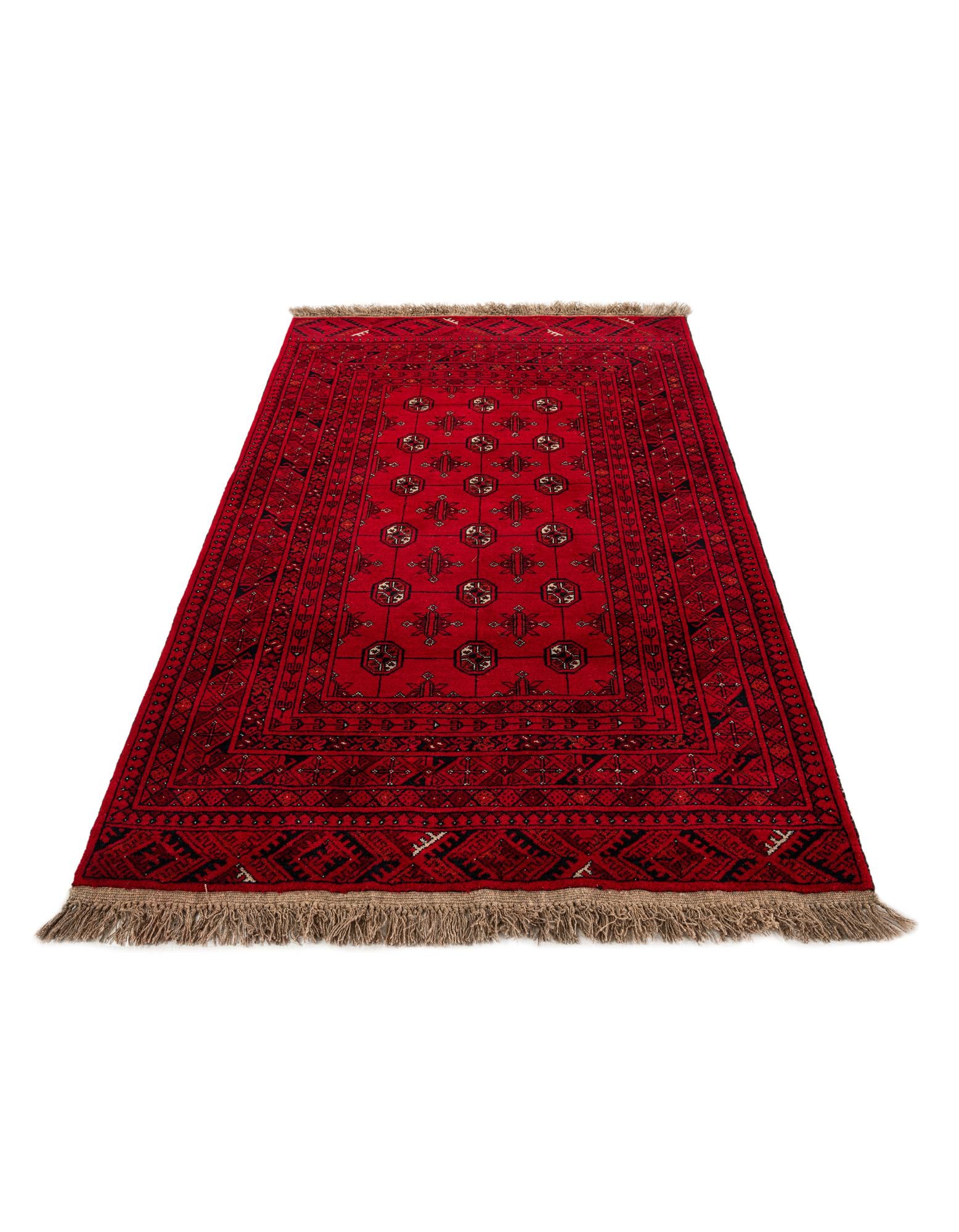 4' 2 x 6' 5 Hand Knotted Afghan Akhche Wool Rug