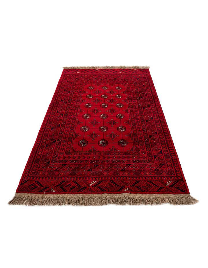 4' 2 x 6' 5 Hand Knotted Afghan Akhche Wool Rug