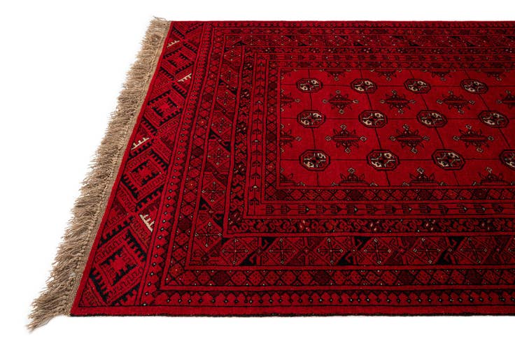 Detail image of 4' 2 x 6' 5 Hand Knotted Afghan Akhche Wool Rug