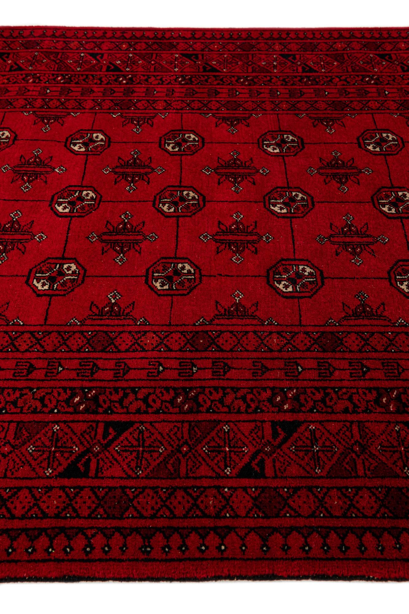 4' 2 x 6' 5 Hand Knotted Afghan Akhche Wool Rug