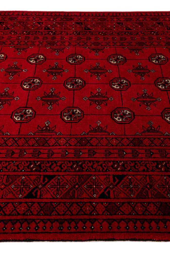 4' 2 x 6' 5 Hand Knotted Afghan Akhche Wool Rug