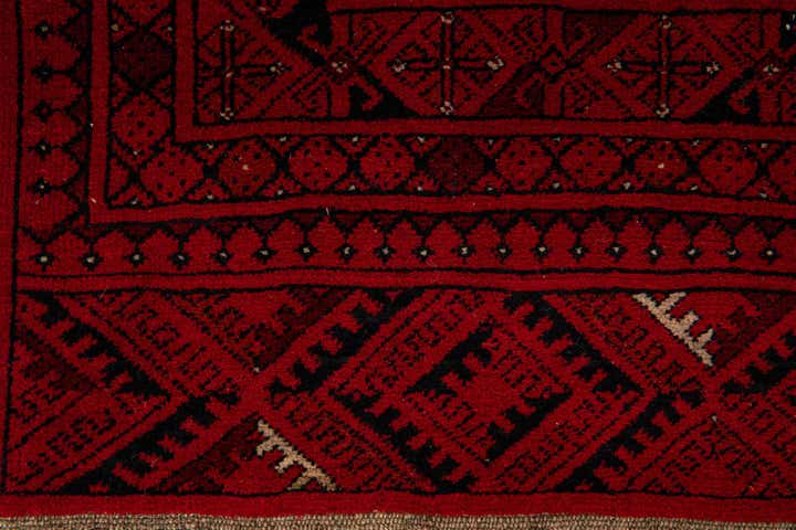 4' 2 x 6' 5 Hand Knotted Afghan Akhche Wool Rug