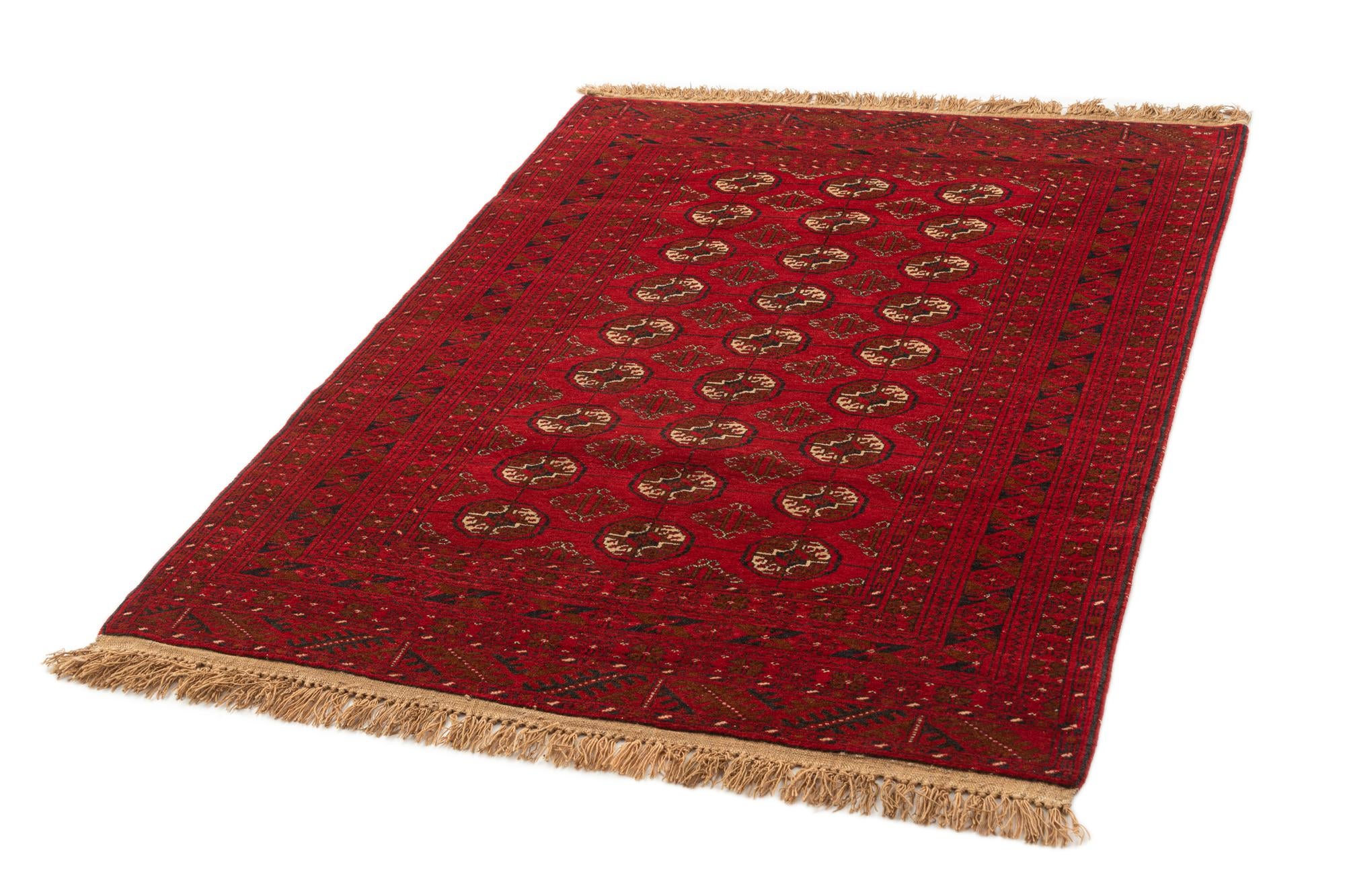 4' 2 x 6' 2 Hand Knotted Afghan Akhche Wool Rug
