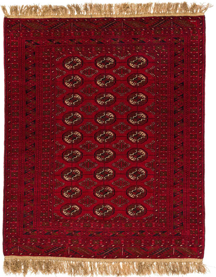 Detail image of 4' 2 x 6' 2 Hand Knotted Afghan Akhche Wool Rug