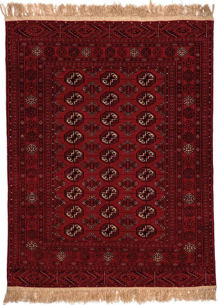 4' x 6' 6 Hand Knotted Afghan Akhche Wool Rug