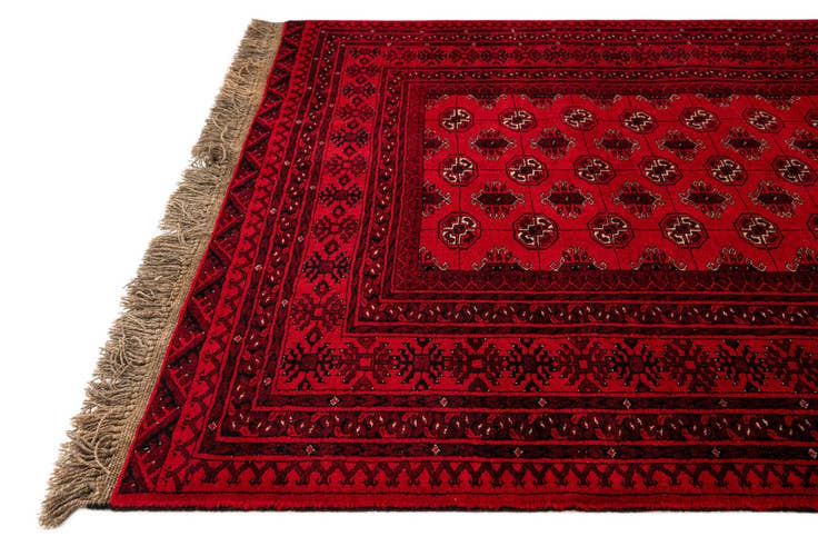 Detail image of 4' 2 x 6' 2 Hand Knotted Afghan Akhche Wool Rug