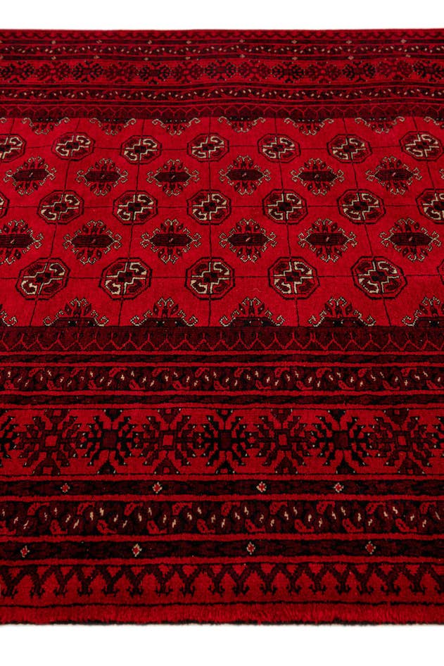 Detail image of 4' 2 x 6' 2 Hand Knotted Afghan Akhche Wool Rug