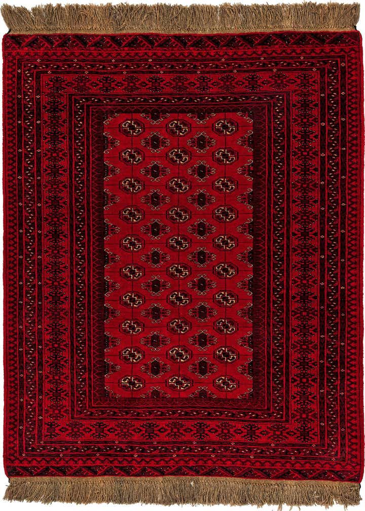 4' 2 x 6' 2 Hand Knotted Afghan Akhche Wool Rug