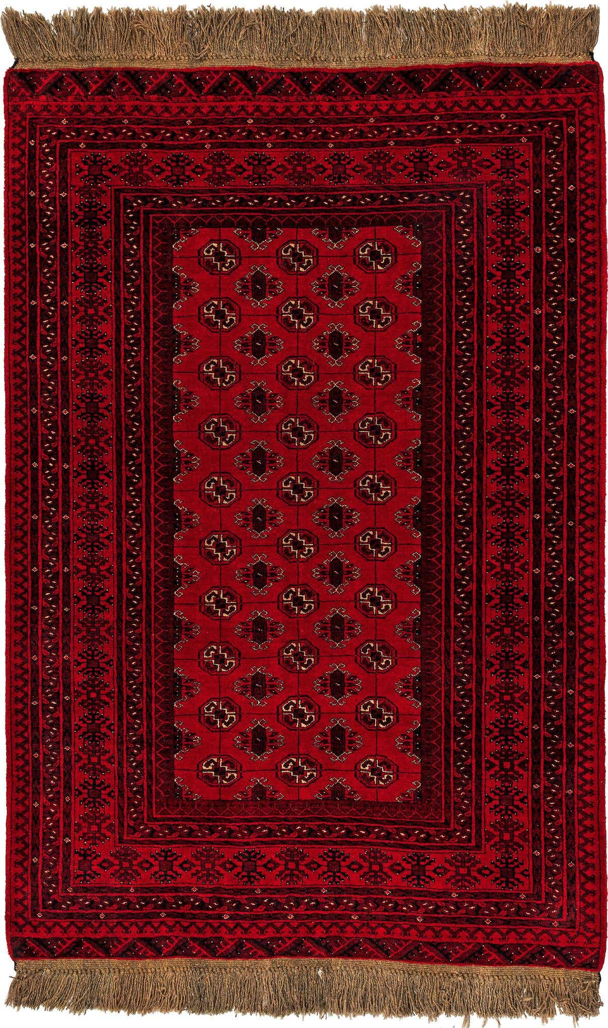 4' 2 x 6' 2 Hand Knotted Afghan Akhche Wool Rug