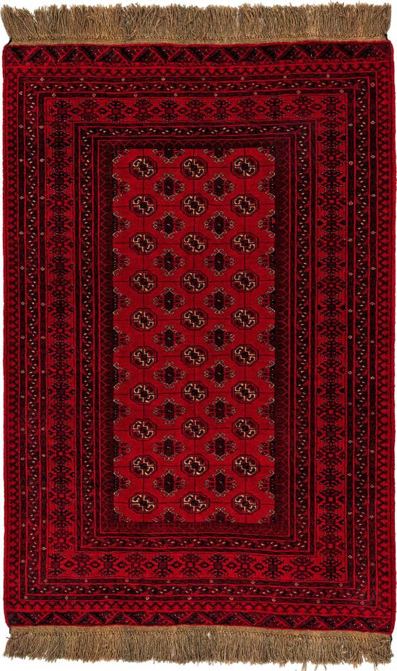 Detail image of 4' 2 x 6' 2 Hand Knotted Afghan Akhche Wool Rug