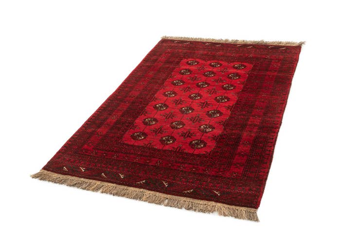 Detail image of 4' 2 x 6' 6 Hand Knotted Afghan Akhche Wool Rug