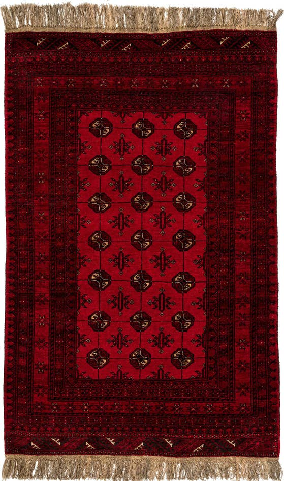 Detail image of 4' 2 x 6' 6 Hand Knotted Afghan Akhche Wool Rug