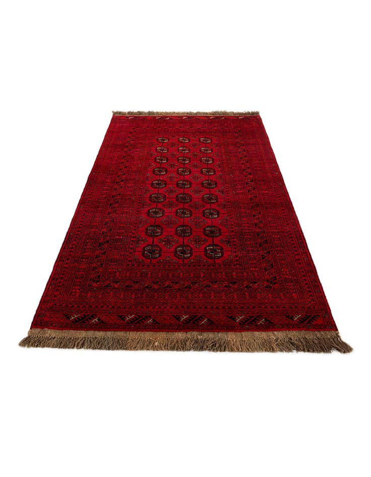 Detail image of 4' x 6' 5 Hand Knotted Afghan Akhche Wool Rug