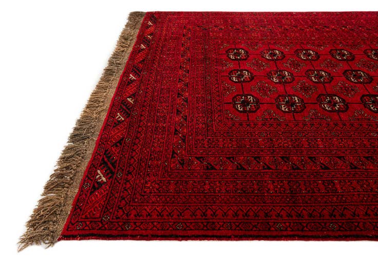 Detail image of 4' x 6' 5 Hand Knotted Afghan Akhche Wool Rug