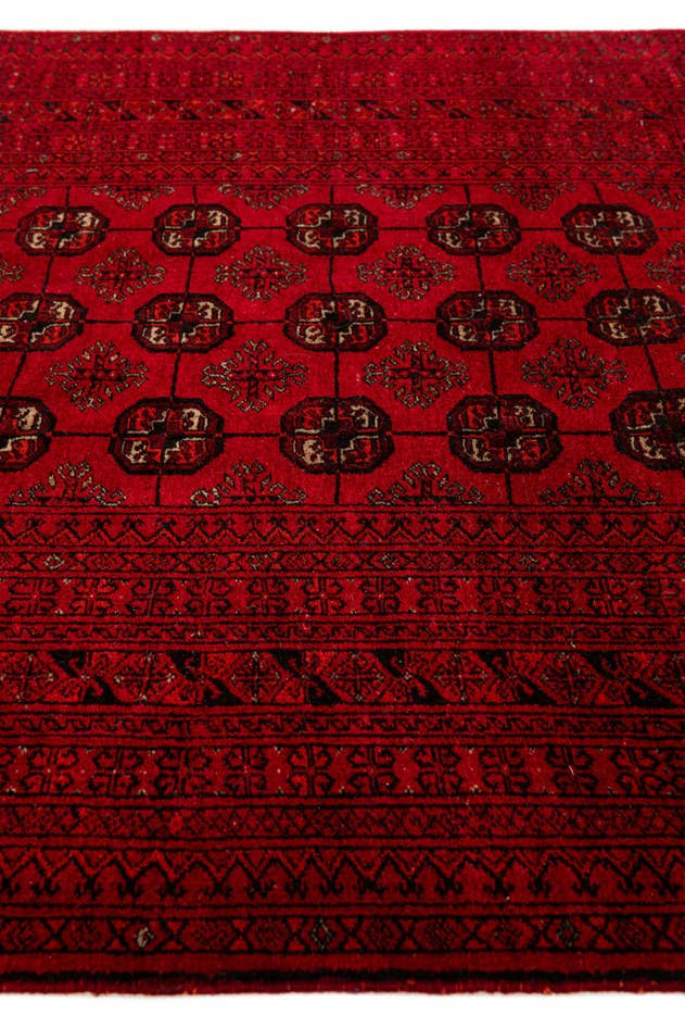 Detail image of 4' x 6' 5 Hand Knotted Afghan Akhche Wool Rug