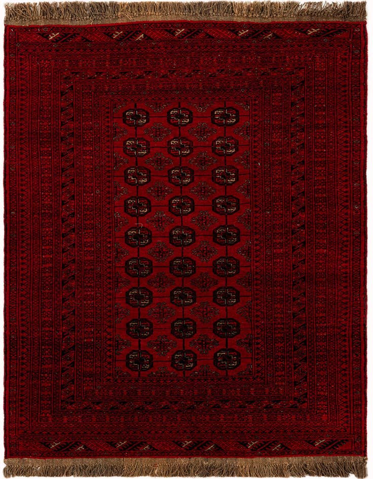 Detail image of 4' x 6' 5 Hand Knotted Afghan Akhche Wool Rug