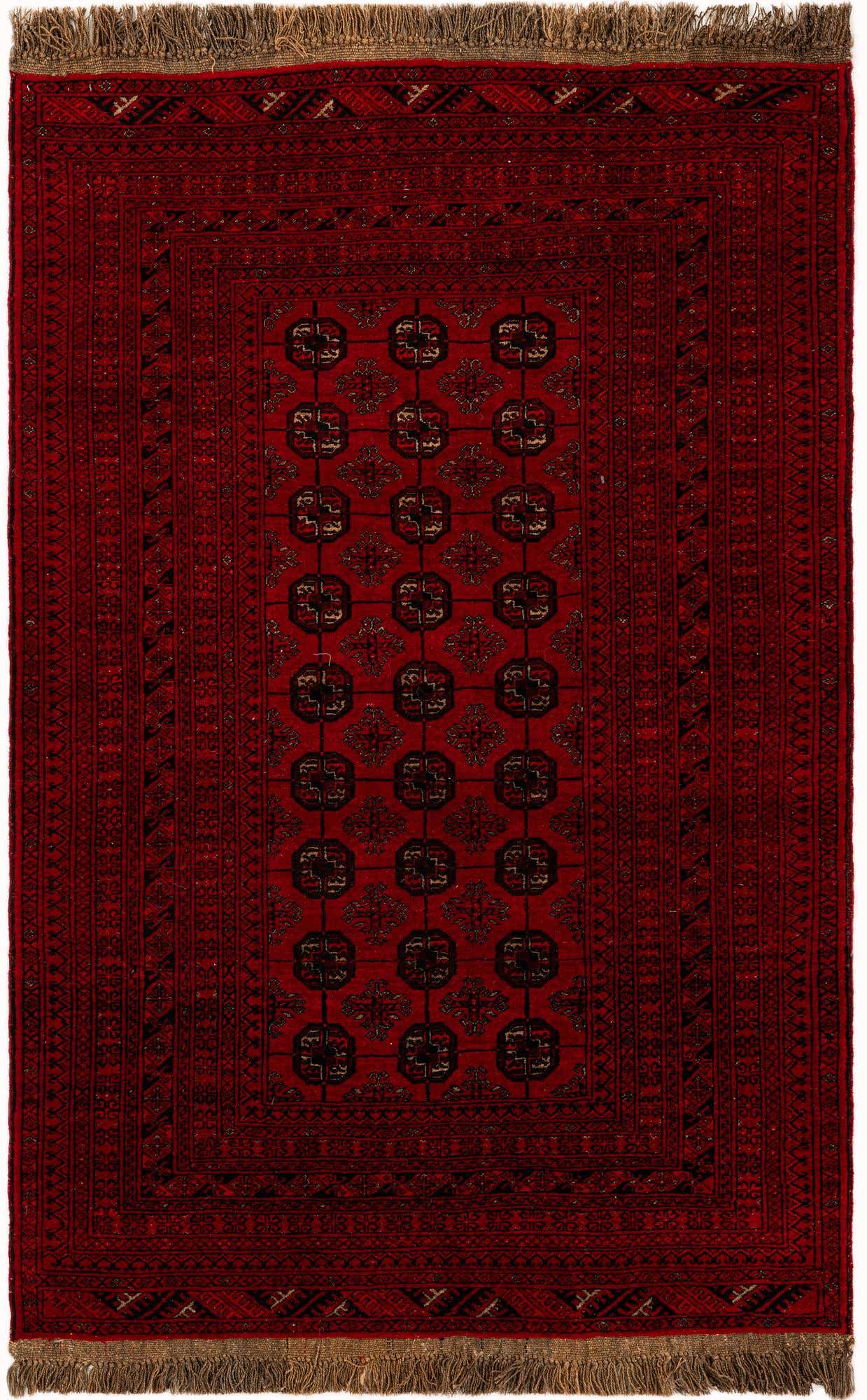 4' x 6' 5 Hand Knotted Afghan Akhche Wool Rug