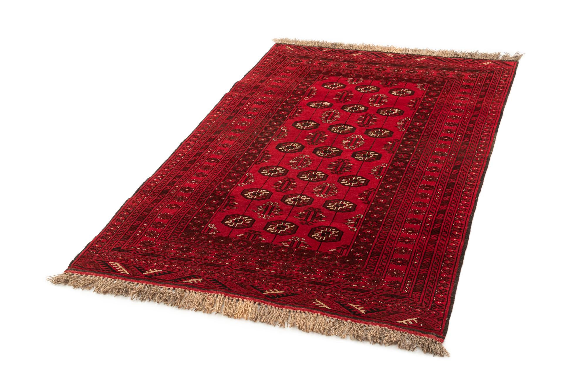 4' 1 x 6' 3 Hand Knotted Afghan Akhche Wool Rug