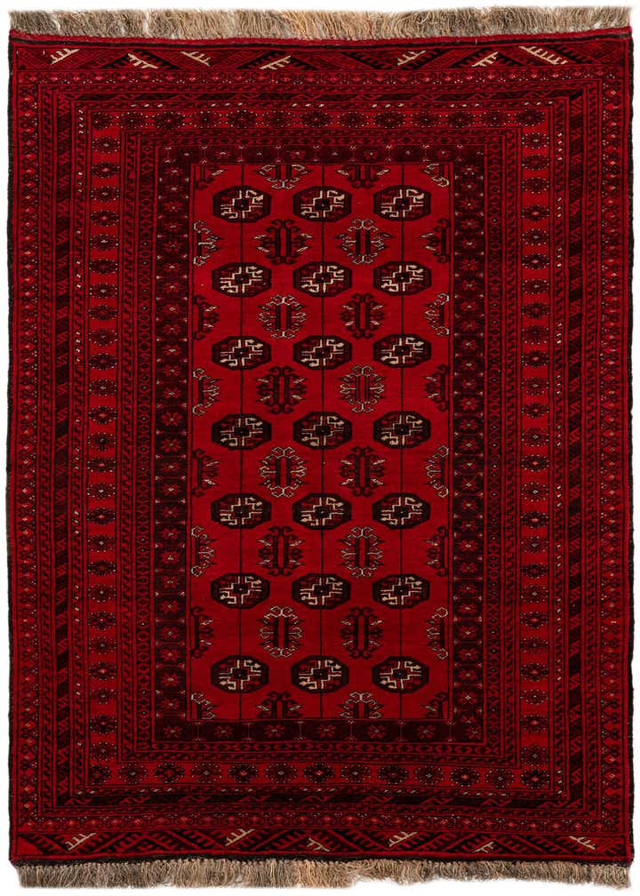 4' 1 x 6' 3 Hand Knotted Afghan Akhche Wool Rug