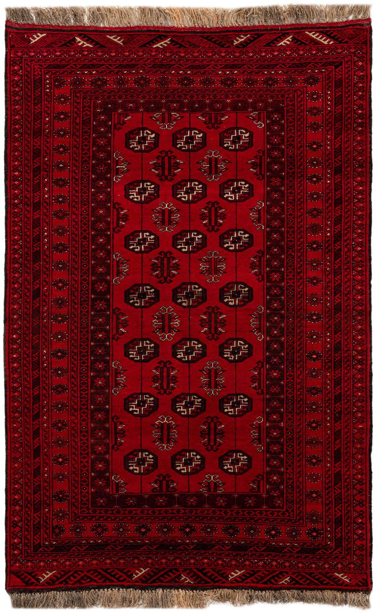 4' 1 x 6' 3 Hand Knotted Afghan Akhche Wool Rug