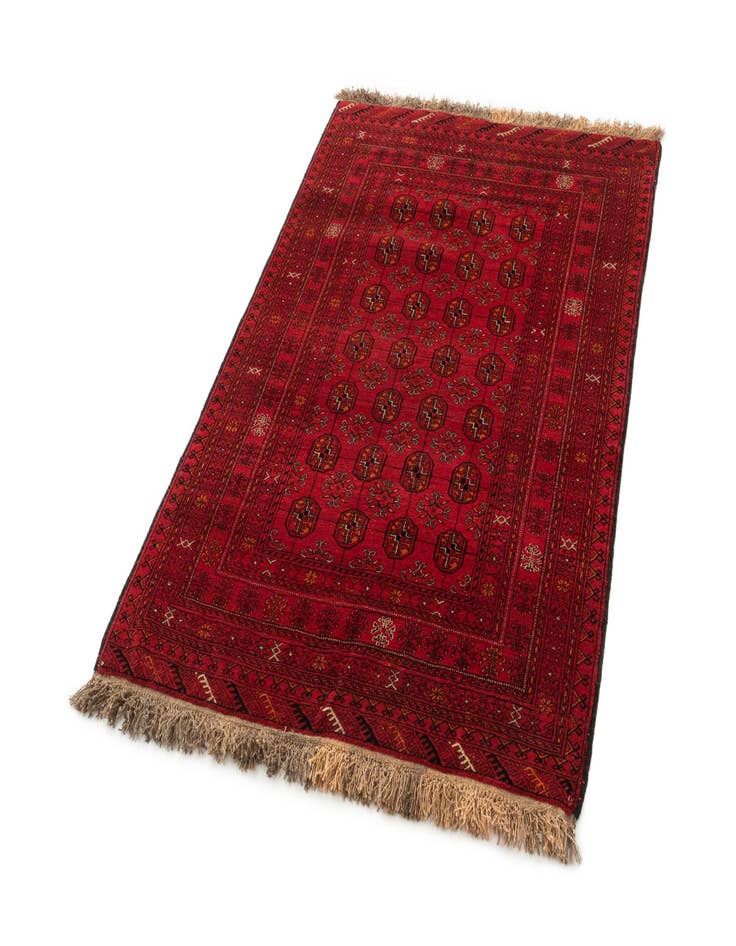Detail image of 4' 1 x 6' 1 Hand Knotted Afghan Akhche Wool Rug