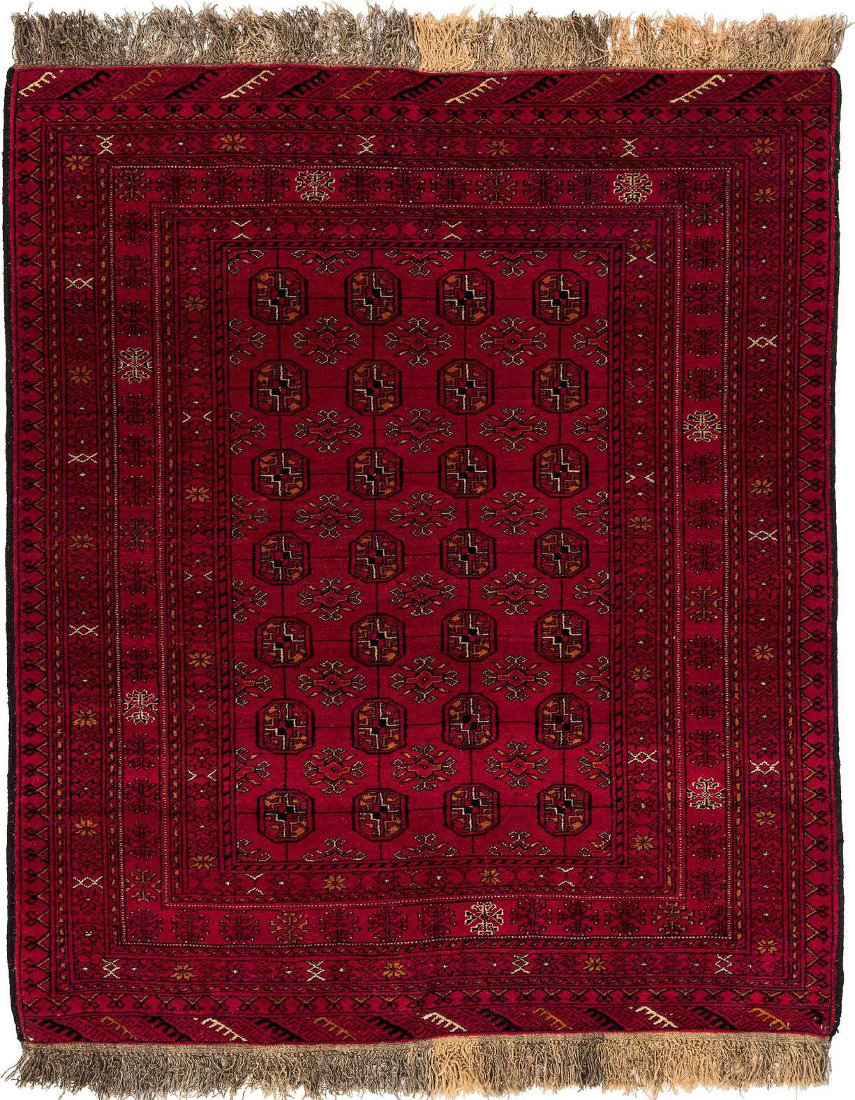4' 1 x 6' 1 Hand Knotted Afghan Akhche Wool Rug