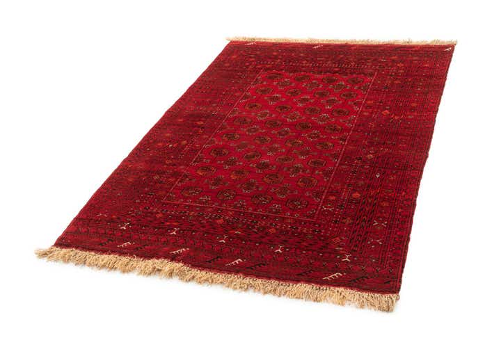 4' 2 x 6' 3 Hand Knotted Afghan Akhche Wool Rug