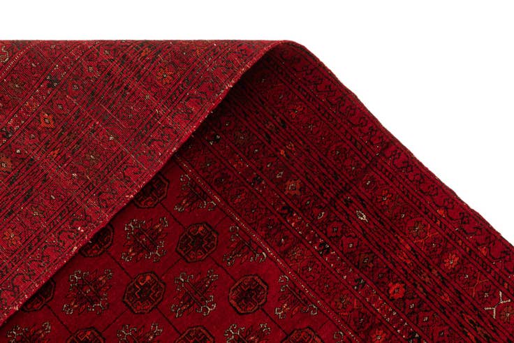 Detail image of 4' 2 x 6' 3 Hand Knotted Afghan Akhche Wool Rug