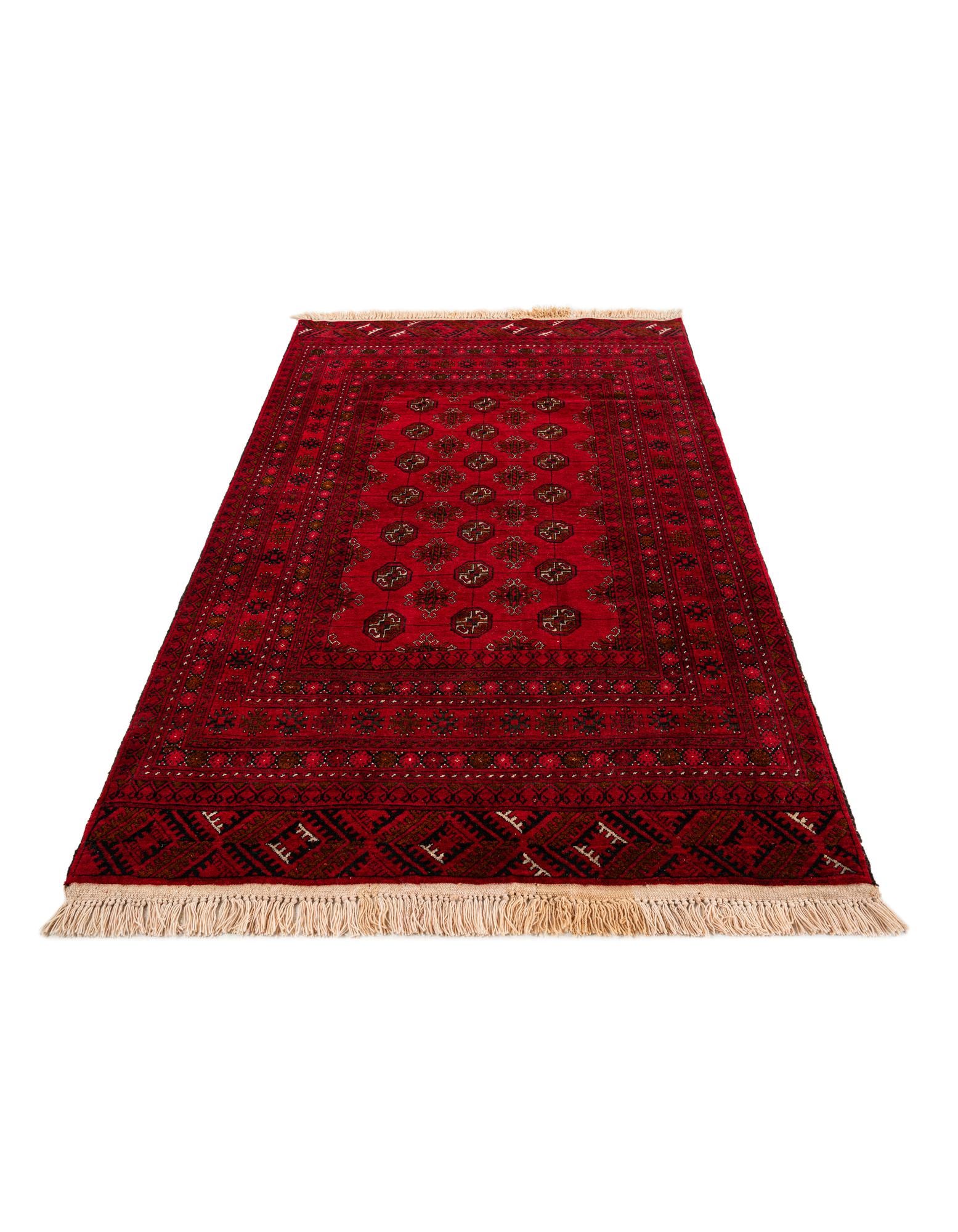 4' 1 x 6' 5 Hand Knotted Afghan Akhche Oriental Wool Rug