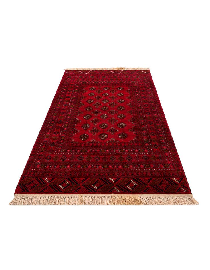 Detail image of 4' 1 x 6' 5  Hand Knotted Afghan Akhche Oriental Wool Rug