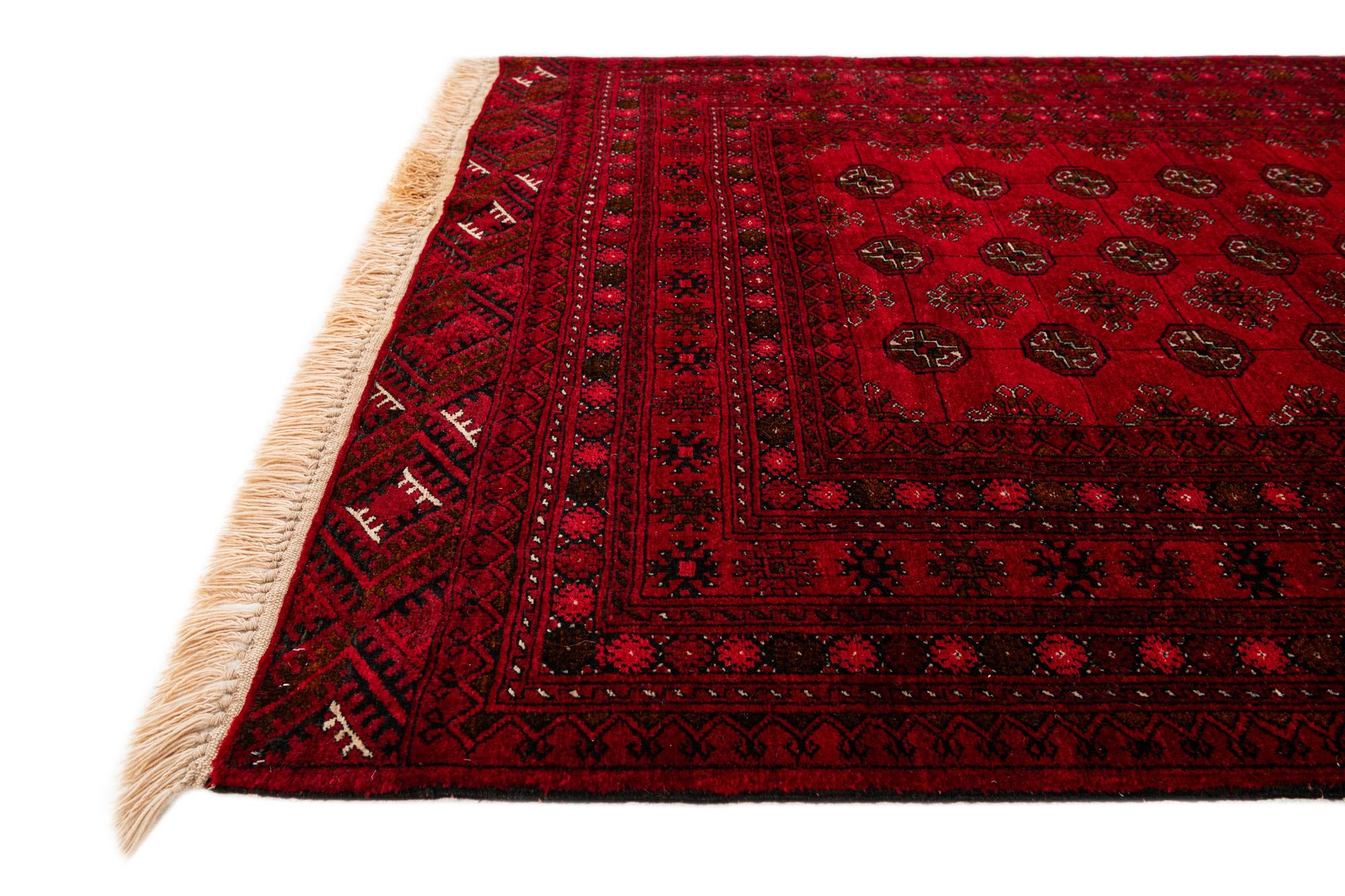 4' 1 x 6' 5 Hand Knotted Afghan Akhche Oriental Wool Rug