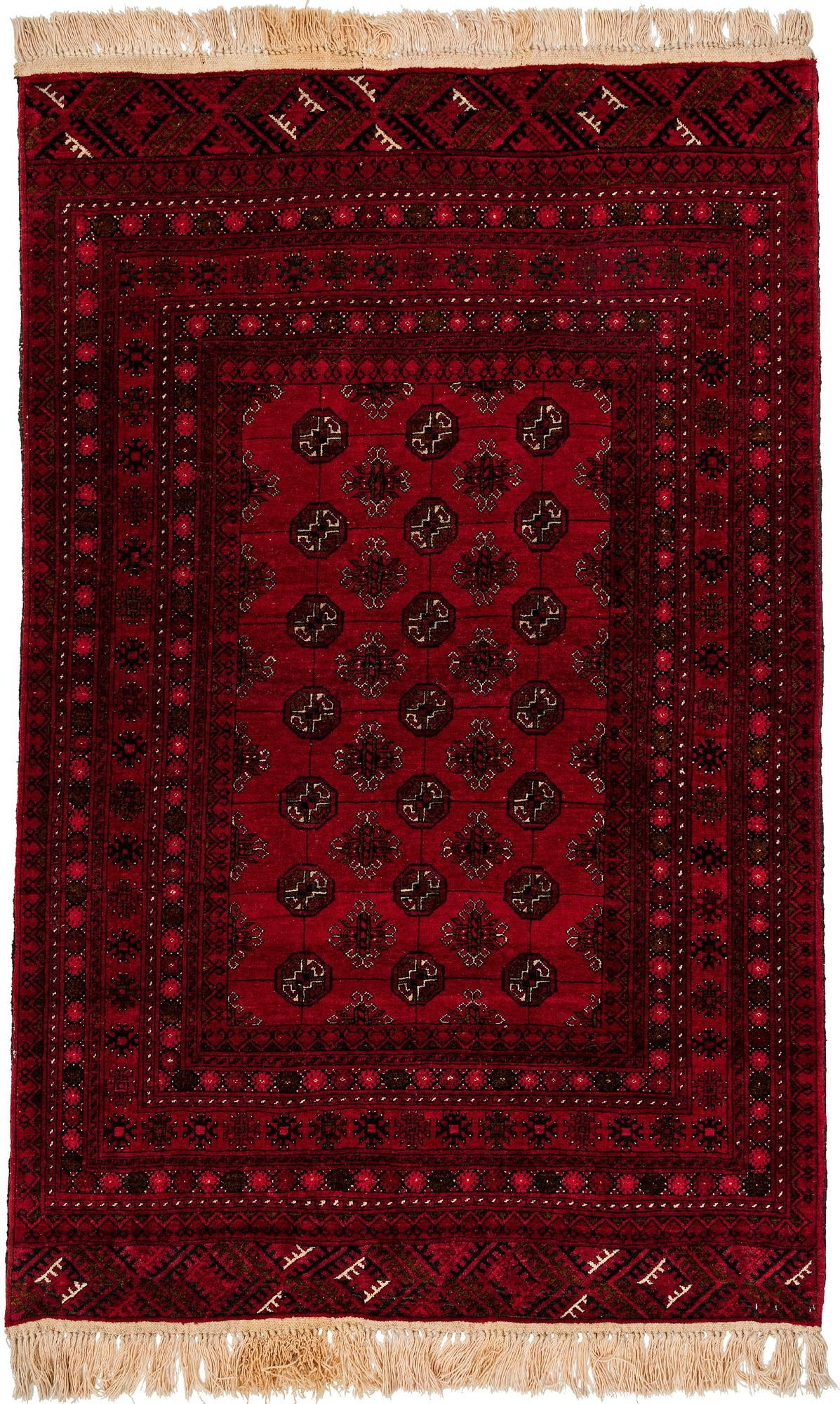 4' 1 x 6' 5 Hand Knotted Afghan Akhche Oriental Wool Rug