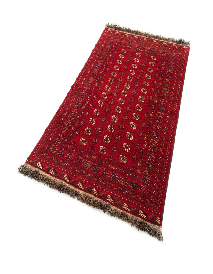 Detail image of 4' 1 x 6' 4 Hand Knotted Afghan Akhche Wool Rug