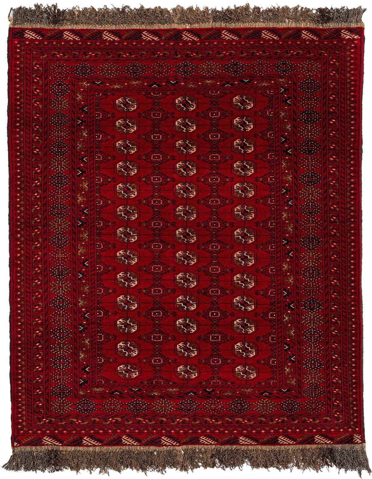 4' 1 x 6' 4 Hand Knotted Afghan Akhche Wool Rug