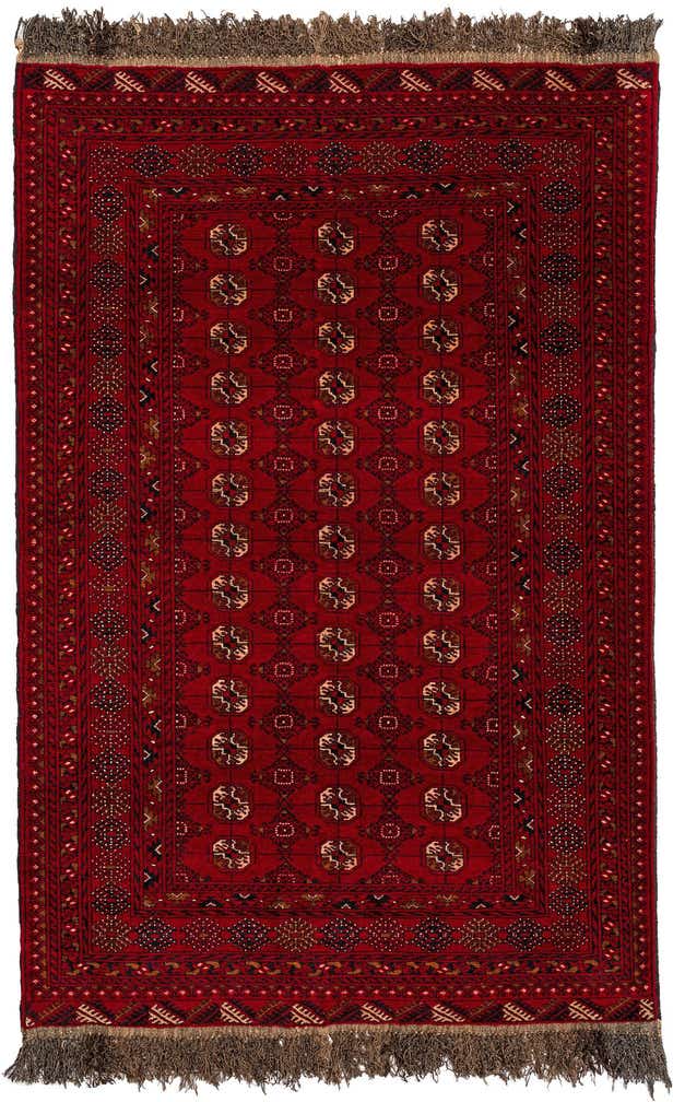 4' 1 x 6' 4 Hand Knotted Afghan Akhche Wool Rug