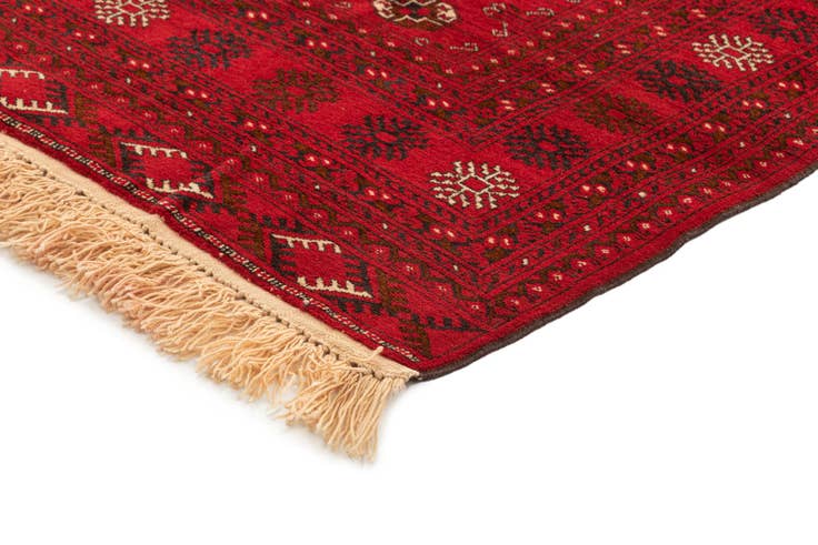 Detail image of 4' x 6' 2 Hand Knotted Afghan Akhche Wool Rug