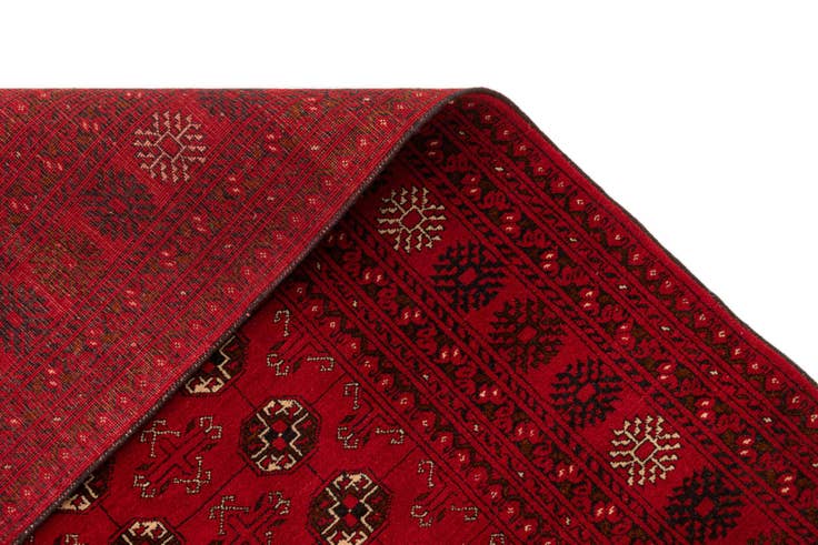 Detail image of 4' x 6' 2 Hand Knotted Afghan Akhche Wool Rug