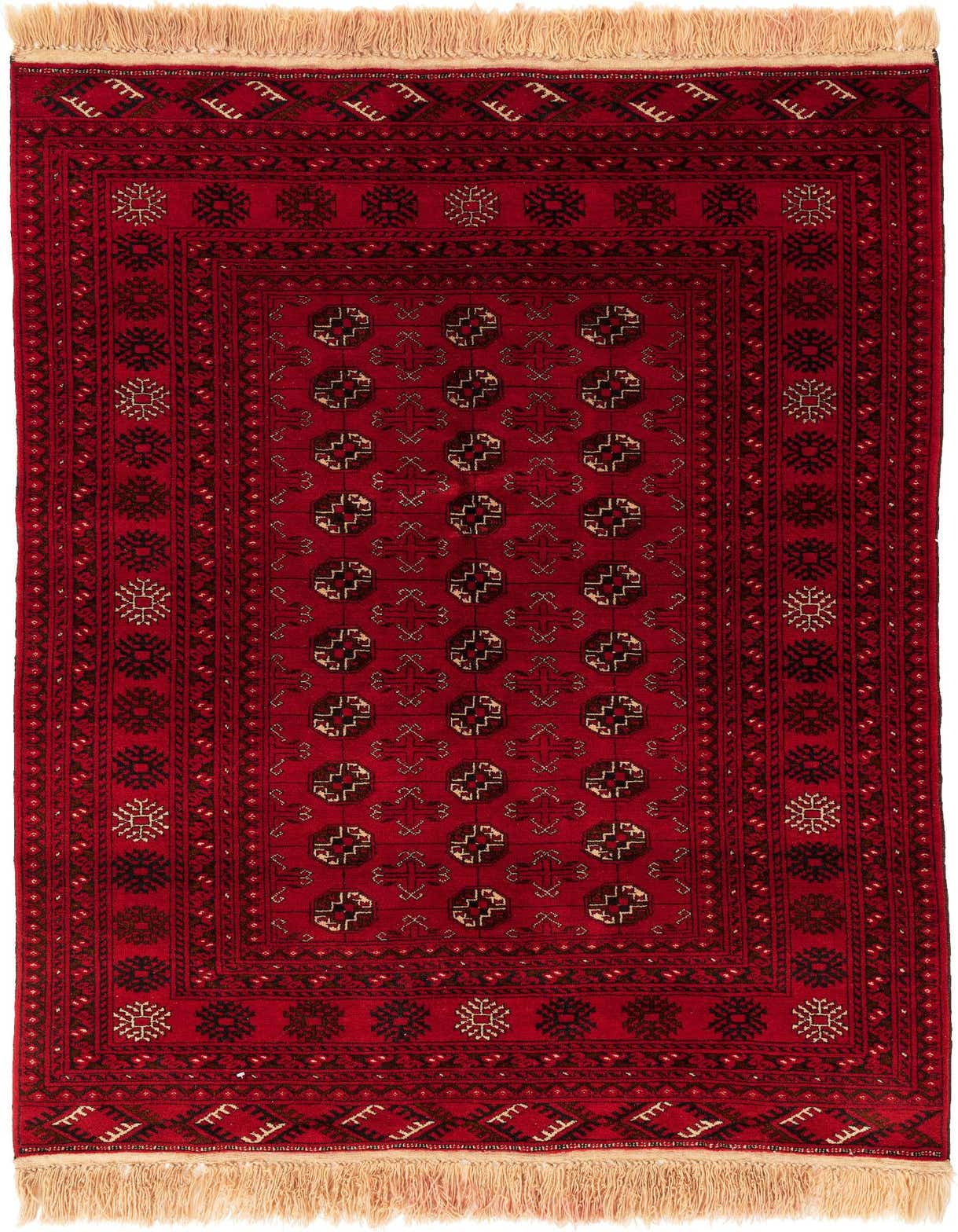 4' x 6' 2 Hand Knotted Afghan Akhche Wool Rug