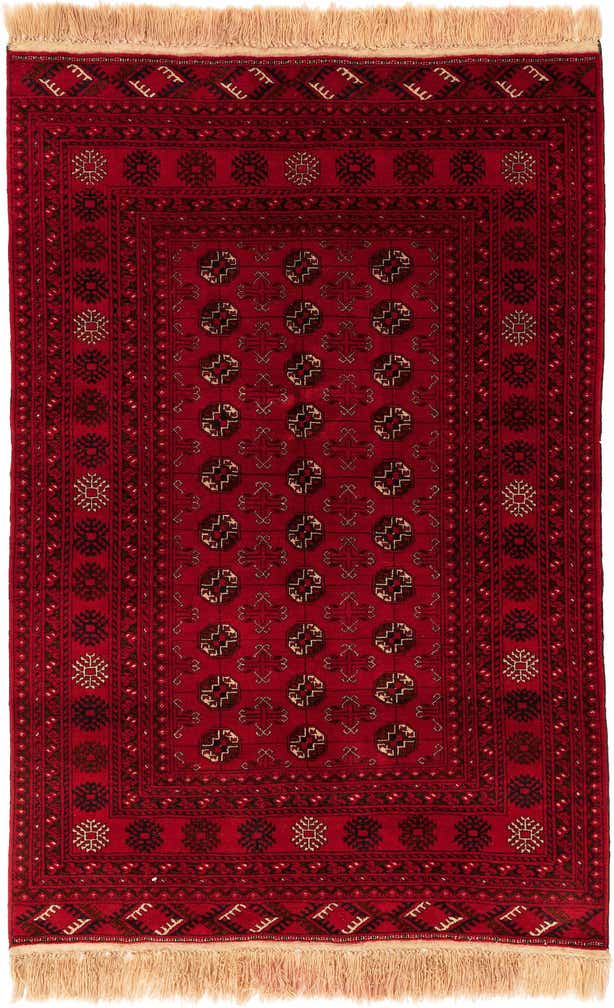 4' x 6' 2 Hand Knotted Afghan Akhche Wool Rug